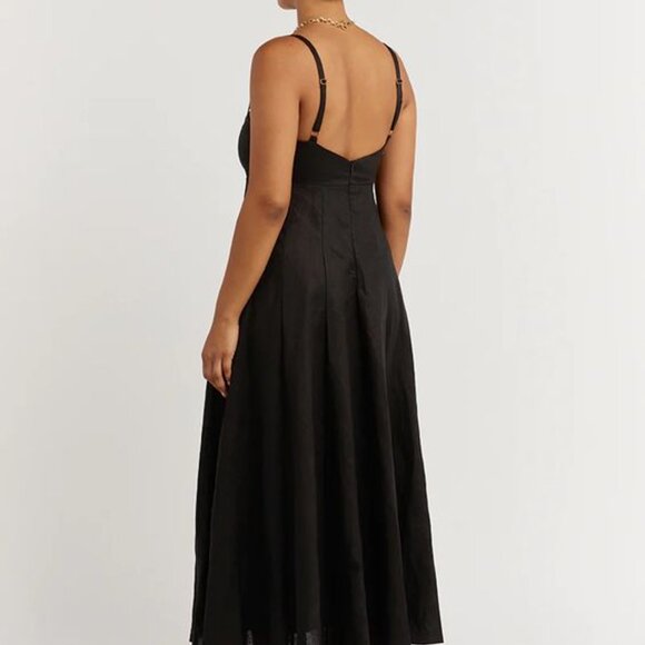 NWT DISSH - ROSS BLACK LINEN MIDI DRESS - Picture 3 of 8